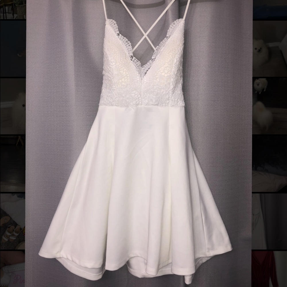 Pink Lily White Lace Dress